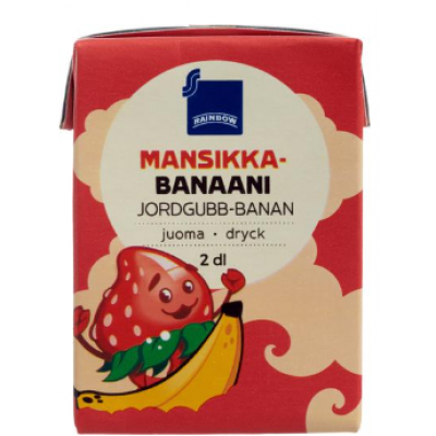 Напиток клубнично-банановый Rainbow mansikka-banaani 2dl