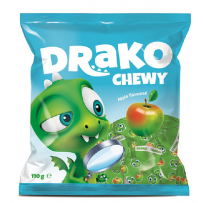 Жевательные конфеты Kalev Draakon 110г яблоко