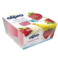 Соевый йогурт Alpro клубника-банан 4х90г