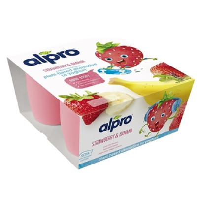 Соевый йогурт Alpro клубника-банан 4х90г